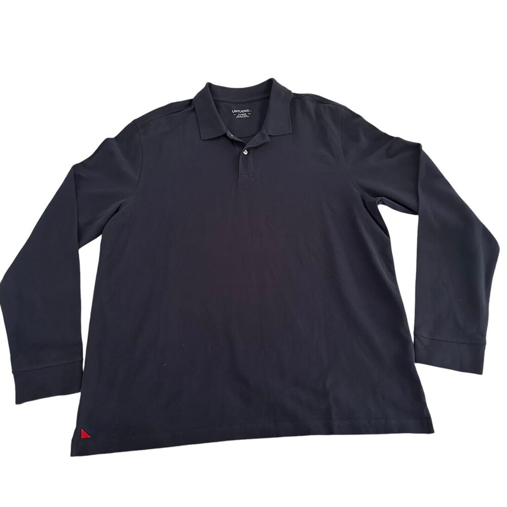 UNTUCKit Polo Shirt Men Size XL Navy Blue Long Sleeve Collared 100% Pima Cotton